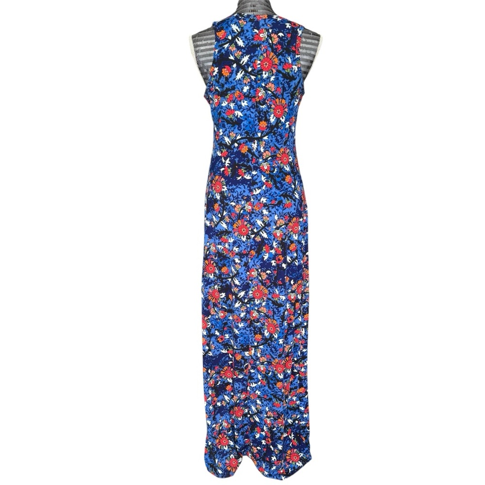 LuLaRoe Dani Floral Sleeveless Floor Length Column Maxi Dress Blue Red Sz MED - Picture 3 of 9
